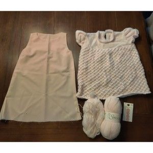 Vintage Pink Knit Baby Dress Handmade Soft Size 3 - 6 mo underdress Buttons